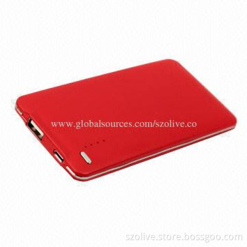 Li-polymer Battery 4,000mAh Power Bank, 5V, 1,000mA Output, Dimensions 116 x 60 x 8mm